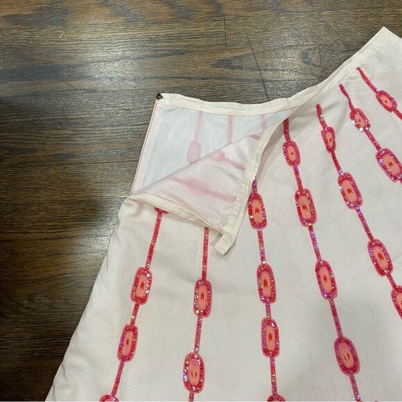 Kemp & Company Pale Pink Skirt Size 14 Quarter Circle Sequin Embellished Cotton - Picture 4 of 11
